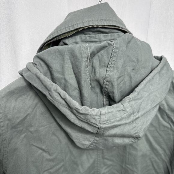 Hurley Women’s S Olive Green Barn Jacket Style Pockets Hidden Hood Unlined EUC - Picture 7 of 12